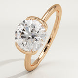 2.0 CT Round Cut Half Bezel Lab-Grown Diamond Engagement Ring