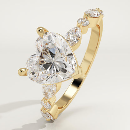 Heart Cut Pave Lab-Grown Diamond Engagement Ring