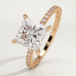 2.0 CT Princess Cut Pave Lab-Grown Diamond Engagement Ring