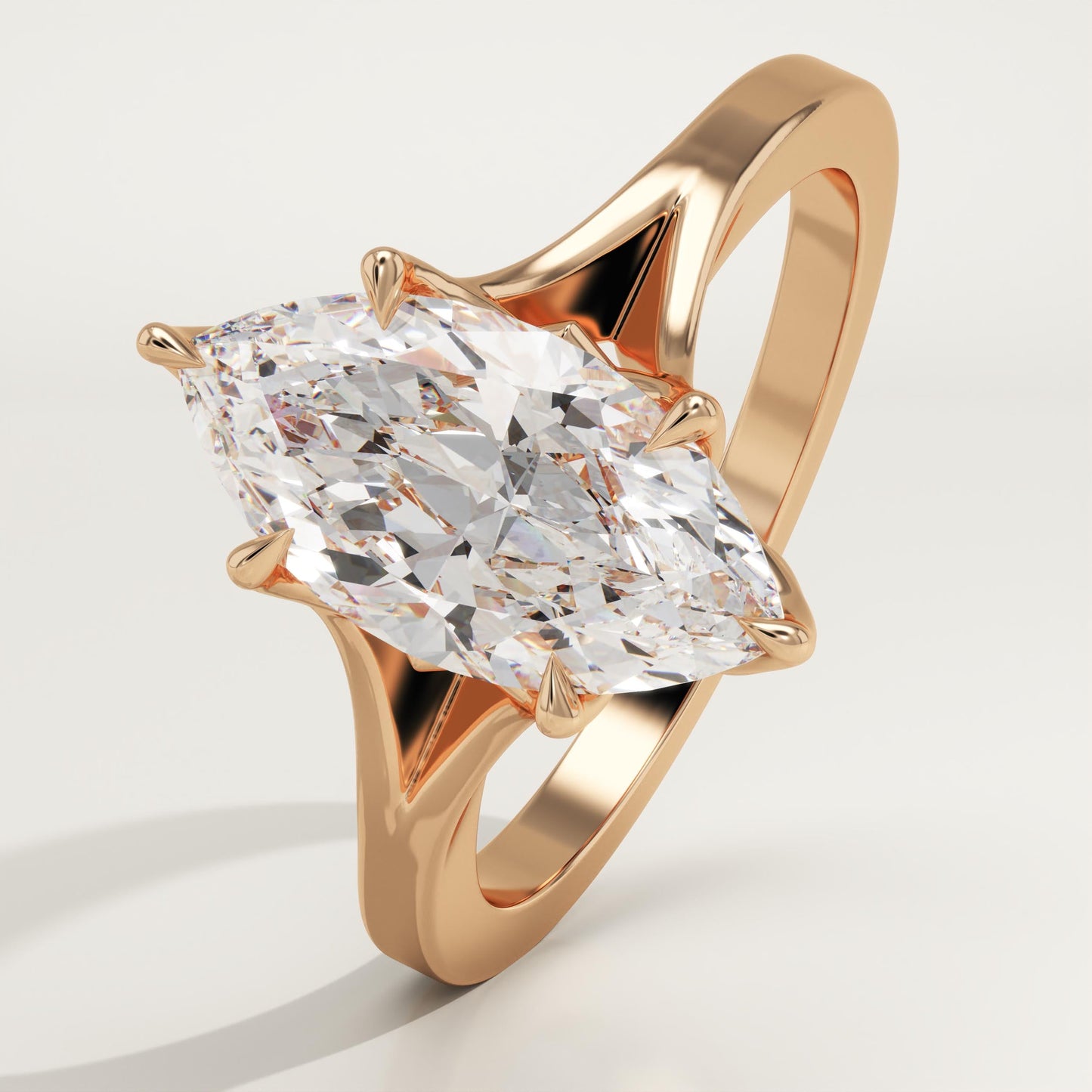 Marquise Cut Solitaire Split Shank Lab-Grown Diamond Engagement Ring