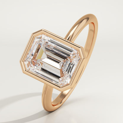 1.75 CT Emerald Cut Bezel Moissanite Engagement Ring