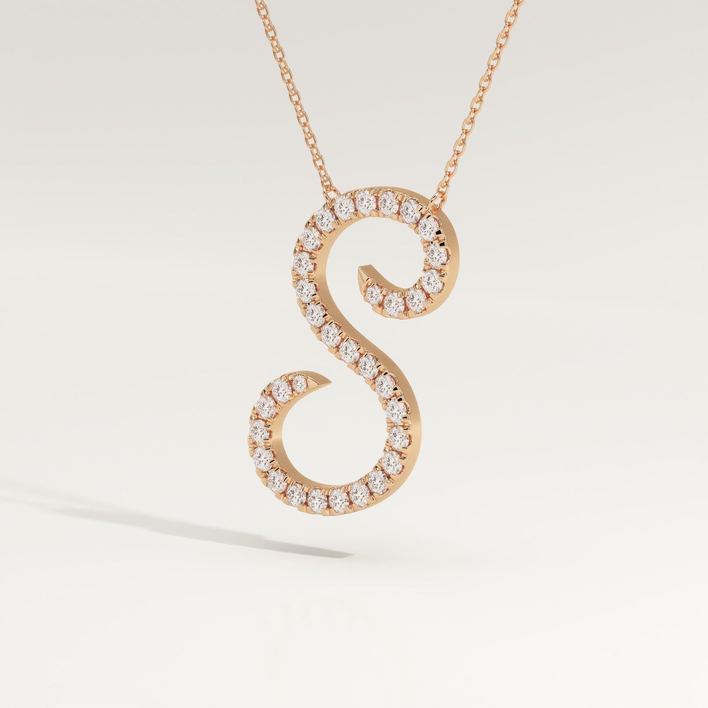 0.585 TCW Round Lab-Grown Diamond S Initial Necklace
