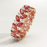 1.93 TCW Round & Marquise Shaped January-Garnet Birthstone Wedding Band