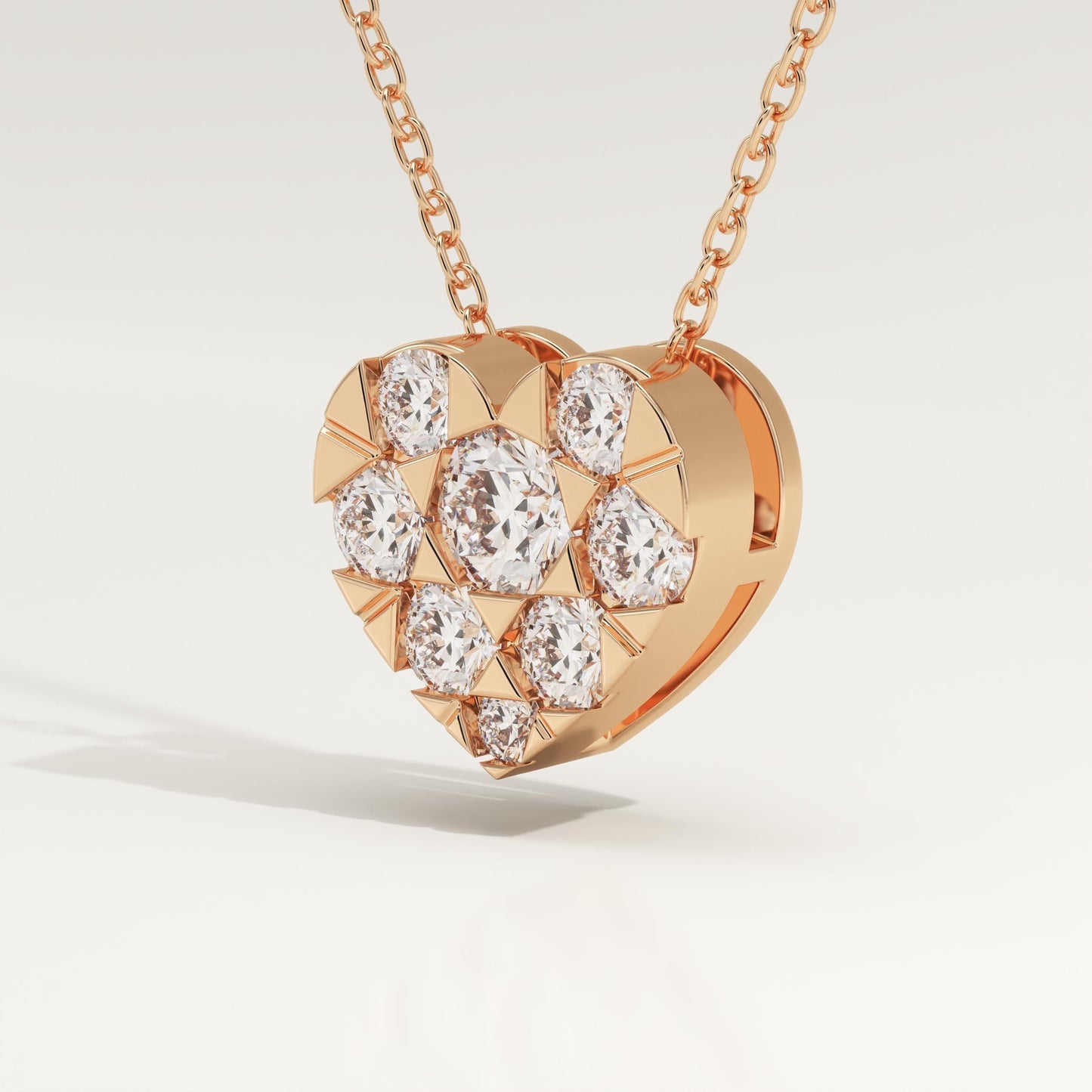 0.475 TCW Round Lab-Grown Diamond Heart Shaped Charm Necklace