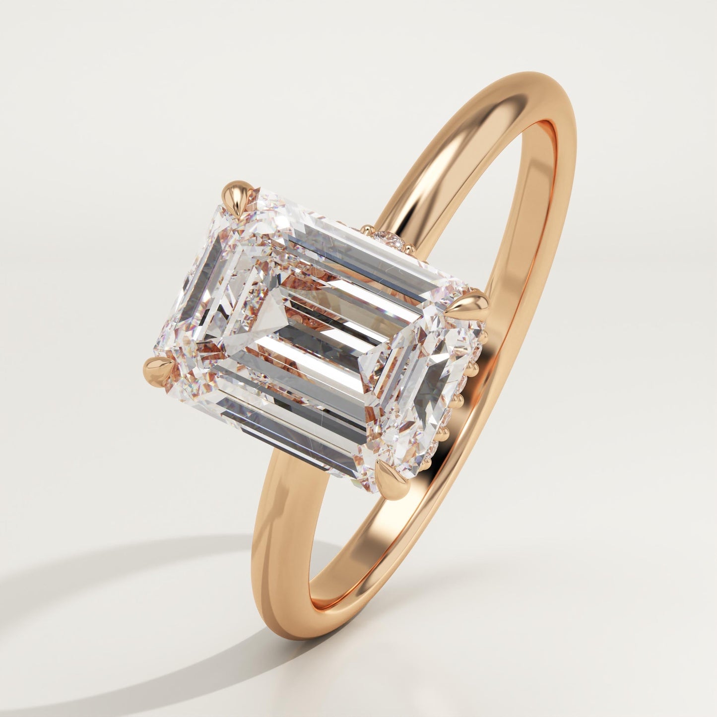 Emerald Cut Hidden Halo Lab-Grown Diamond Engagement Ring