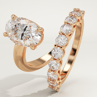 Oval Cut Pave Lab-Grown Diamond Engagement Ring
