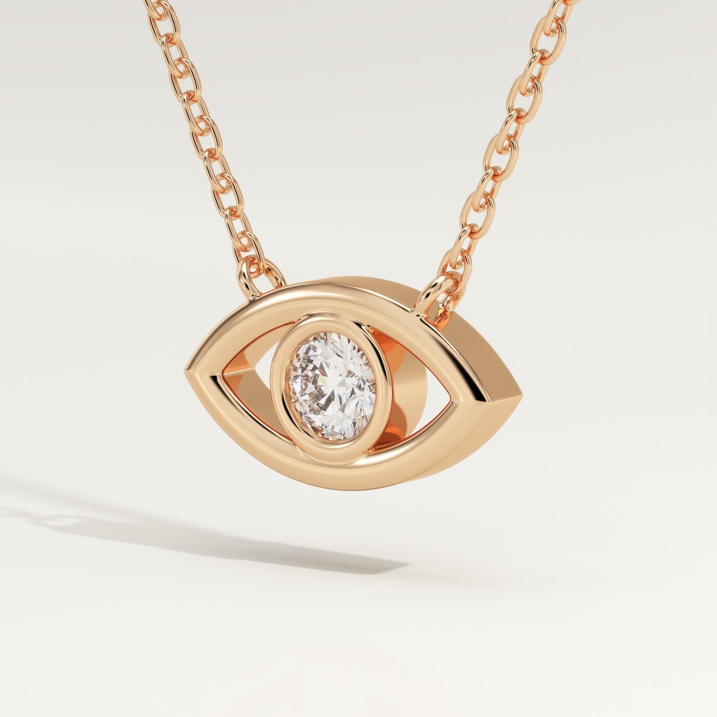 0.08 CT Round Lab-Grown Diamond Evil Eye Charm Necklace