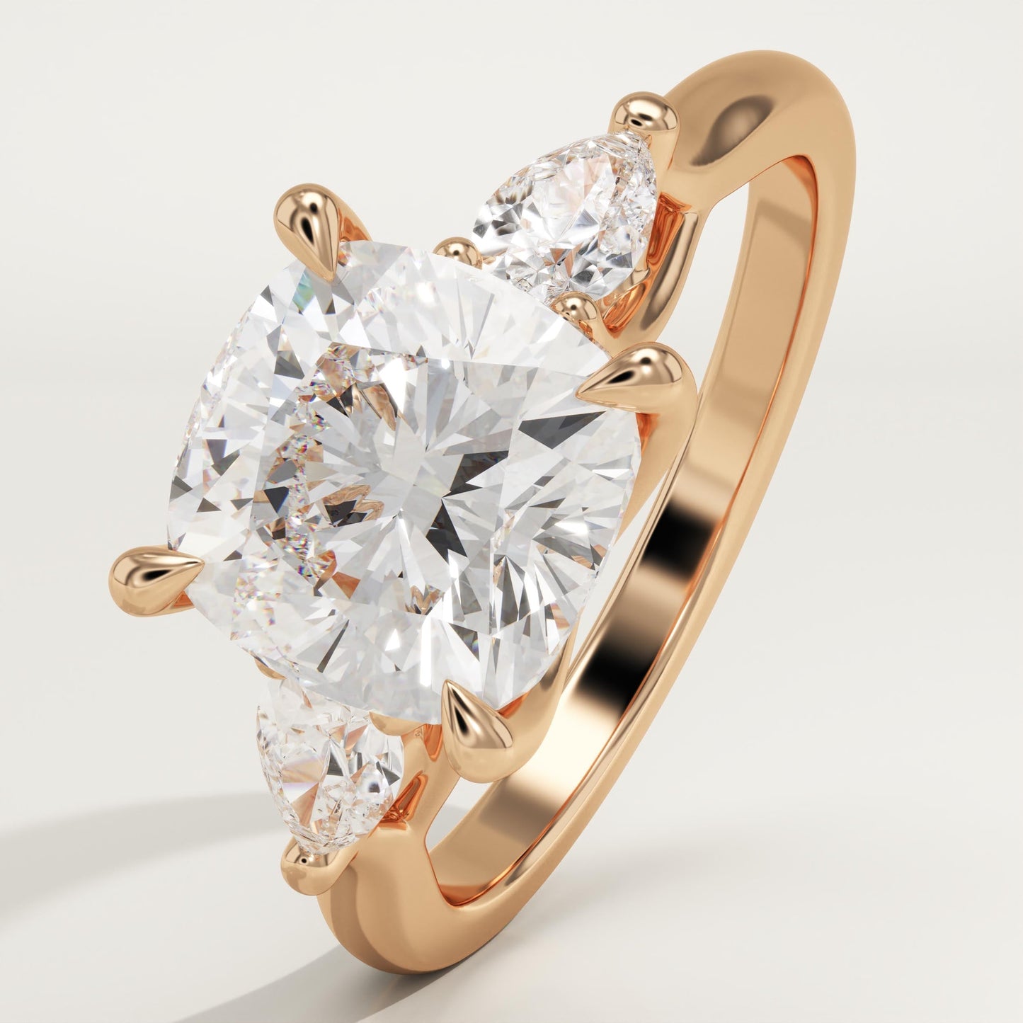 Cushion Cut Three Stone Lab-Grown Diamond Engagement Ring