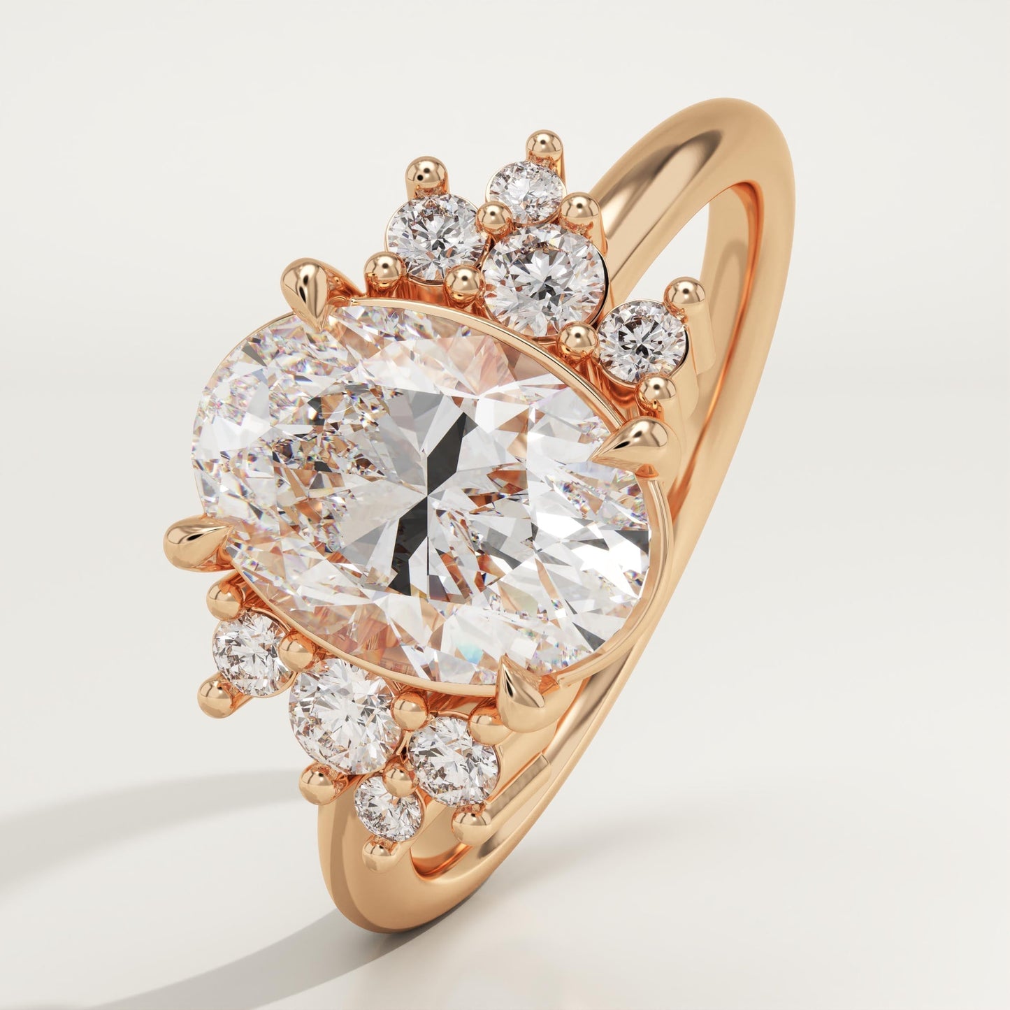 Oval Cut Cluster Lab-Grown Diamond Engagement Ring