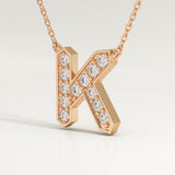 0.27 TCW Round Lab-Grown Diamond K Initial Necklace