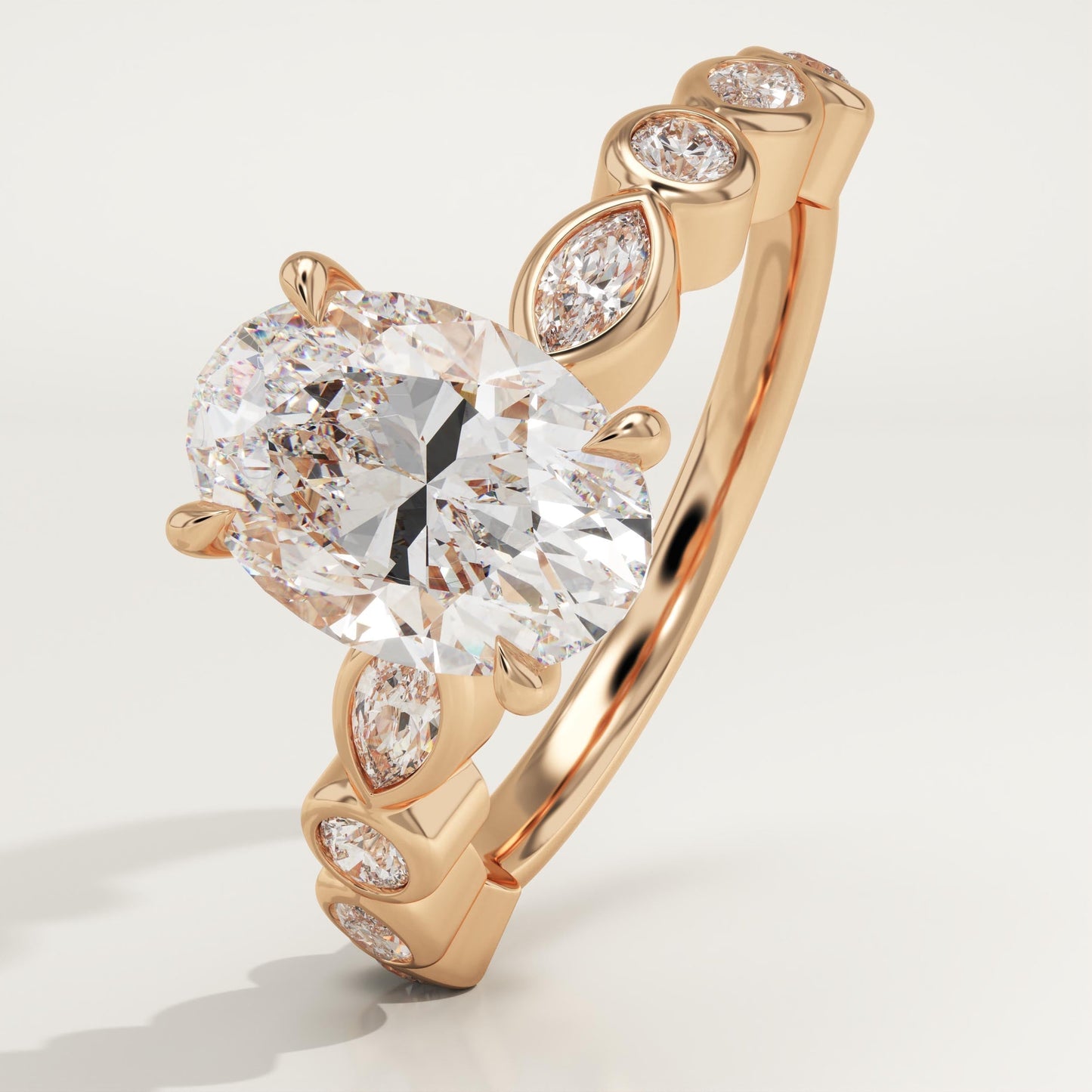 Oval Cut Pave Lab-Grown Diamond Engagement Ring