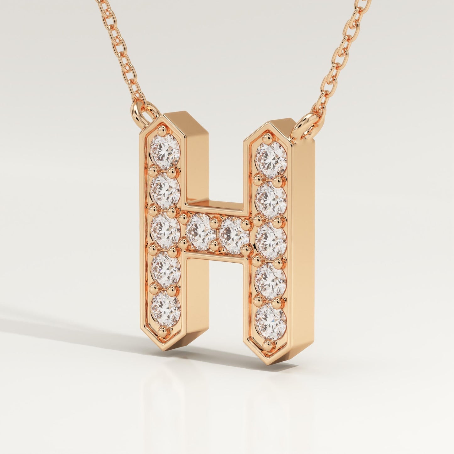 0.36 TCW Round Lab-Grown Diamond H Initial Necklace