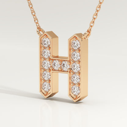 0.36 TCW Round Lab-Grown Diamond H Initial Necklace