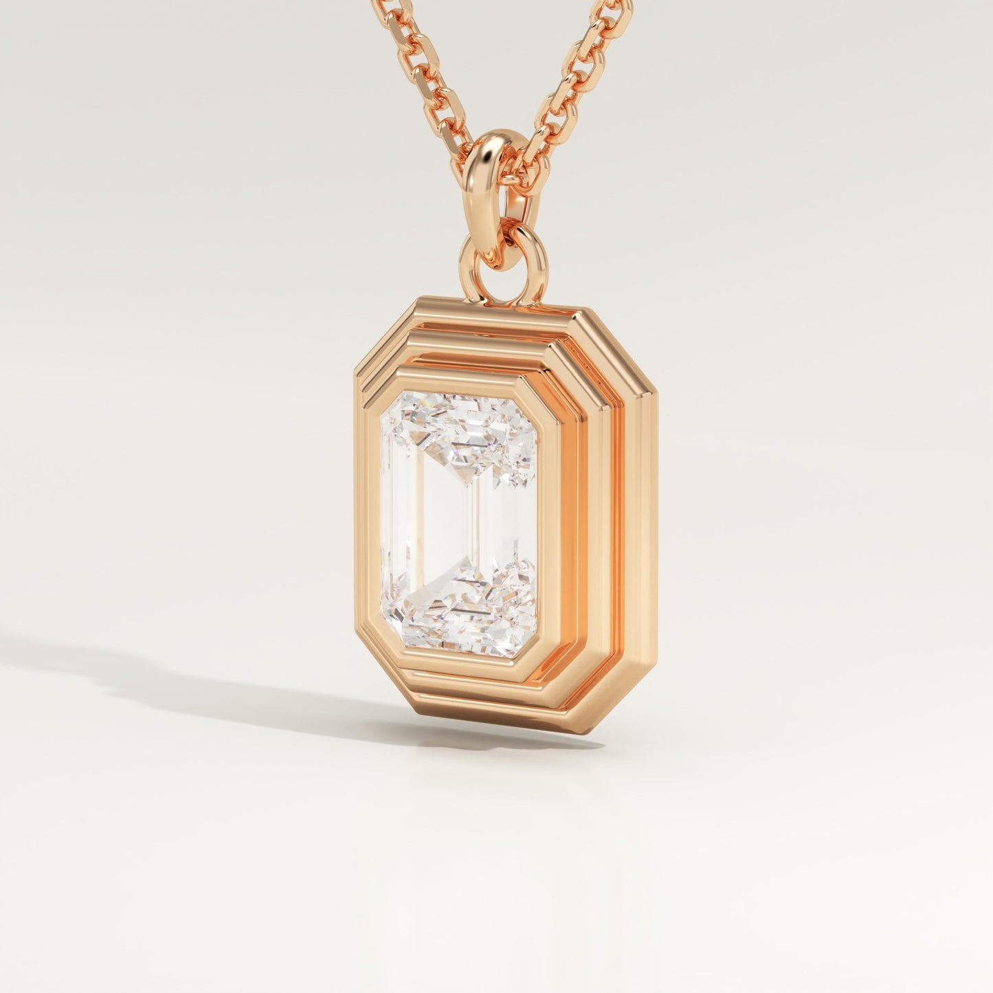 2 CT Emerald Lab-Grown Diamond Solitaire & Bezel Necklace