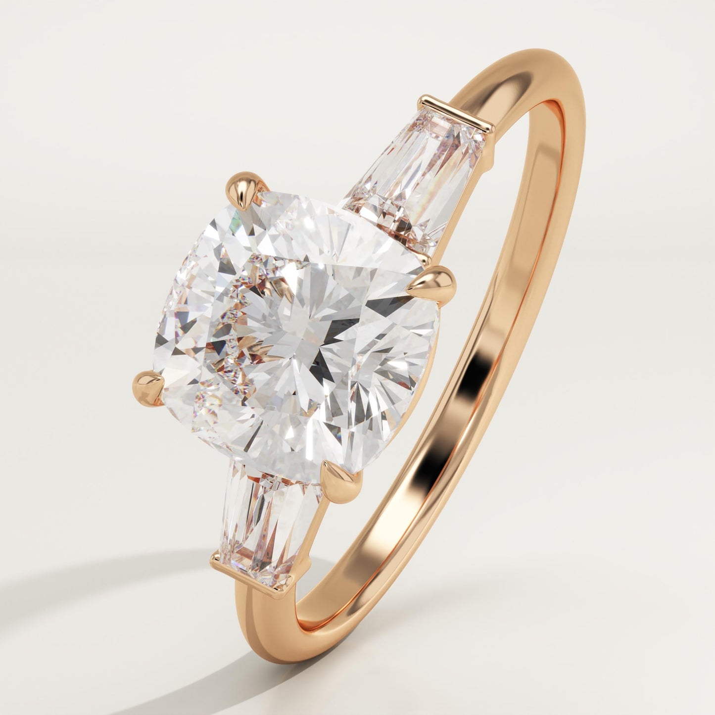 1.75 CT Cushion Cut Three Stone Moissanite Engagement Ring