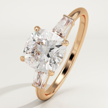 1.75 CT Cushion Cut Three Stone Moissanite Engagement Ring