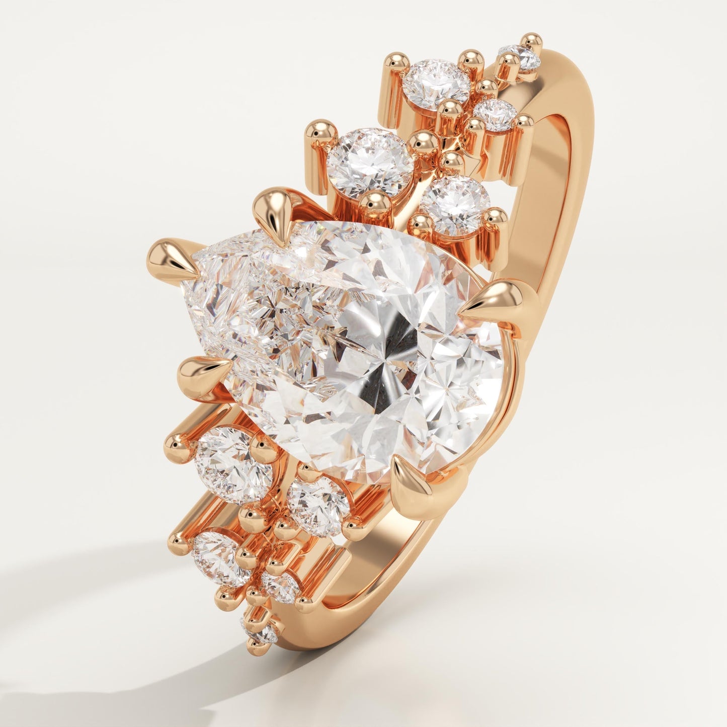 Pear Cut Cluster Lab-Grown Diamond Engagement Ring