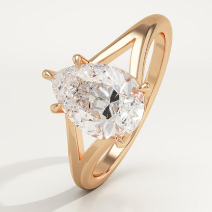 Pear Cut Solitaire Split Shank Lab-Grown Diamond Engagement Ring