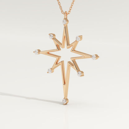 0.17 TCW Round Lab-Grown Diamond Star Shaped Charm Necklace