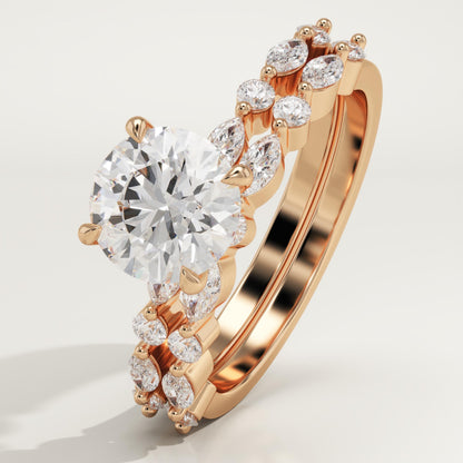 Round Cut Pave Lab-Grown Diamond Bridal Set