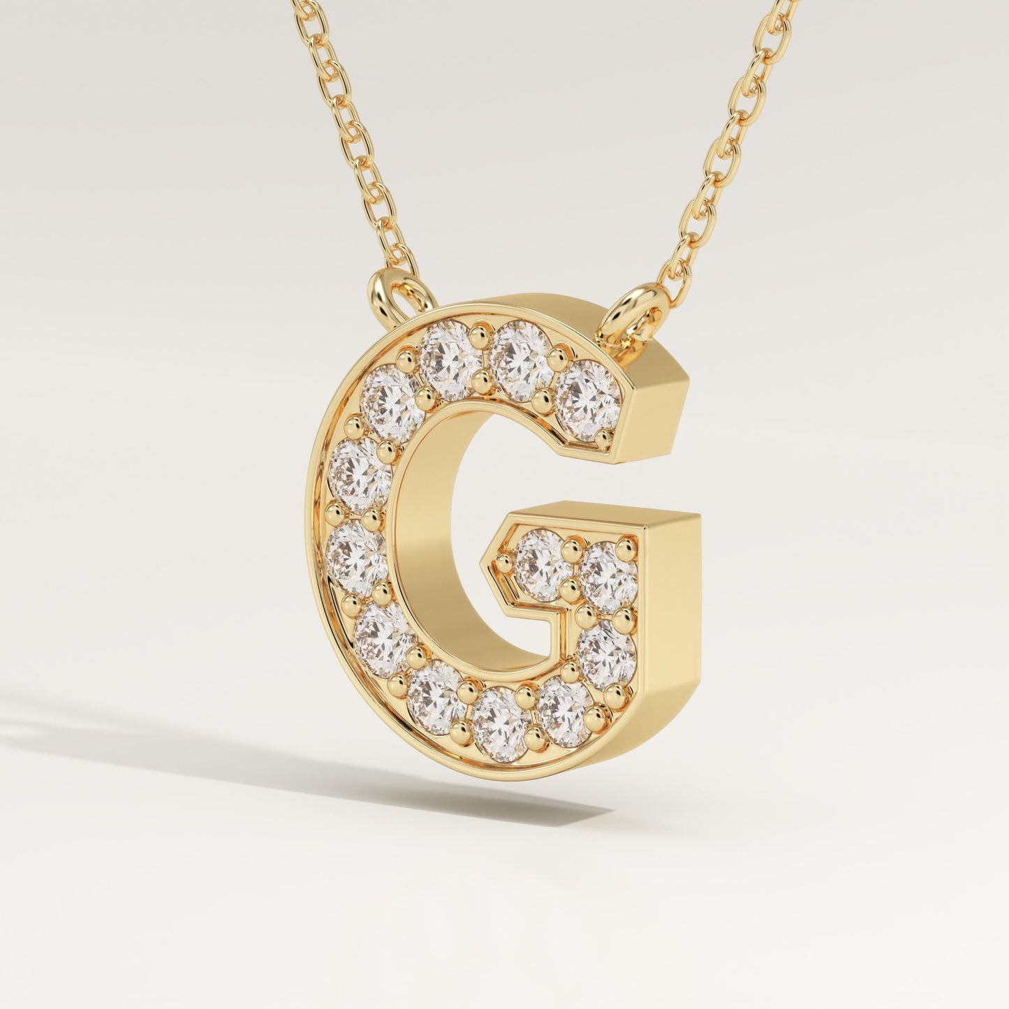 0.294 TCW Round Lab-Grown Diamond G Initial Necklace