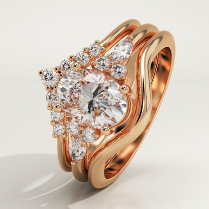 Oval Cut Cluster Lab-Grown Diamond Bridal Set