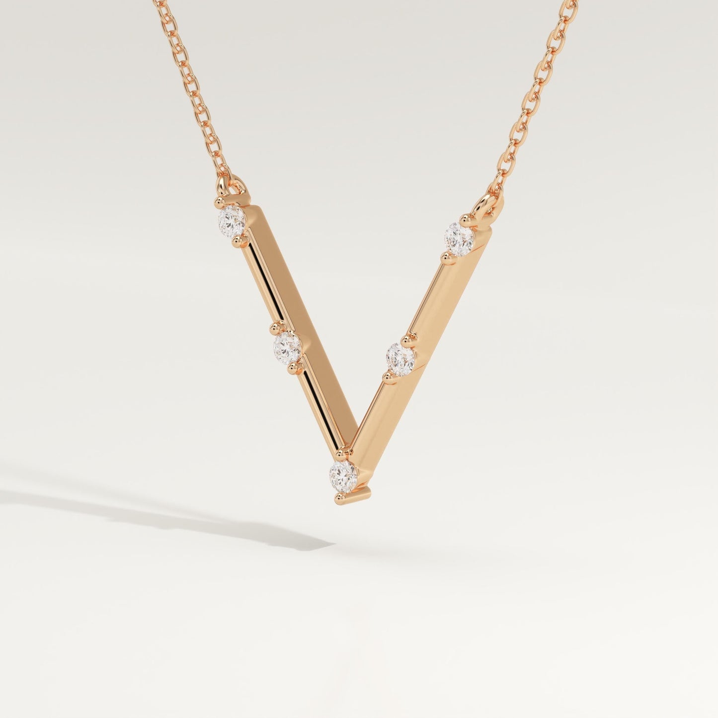 0.08 TCW Round Lab-Grown Diamond V Shaped Necklace