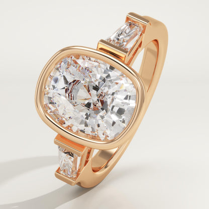 Elongated Cushion Cut Three Stone Lab-Grown Diamond Engagement Ring
