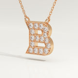 0.323 TCW Round Lab-Grown Diamond B Initial Necklace