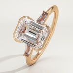 2.0 CT Emerald Cut Three Stone Half Bezel Lab-Grown Diamond Engagement Ring