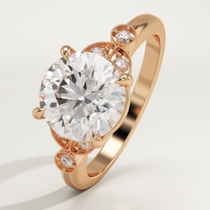 Round Cut Vintage Art Deco Lab-Grown Diamond Engagement Ring