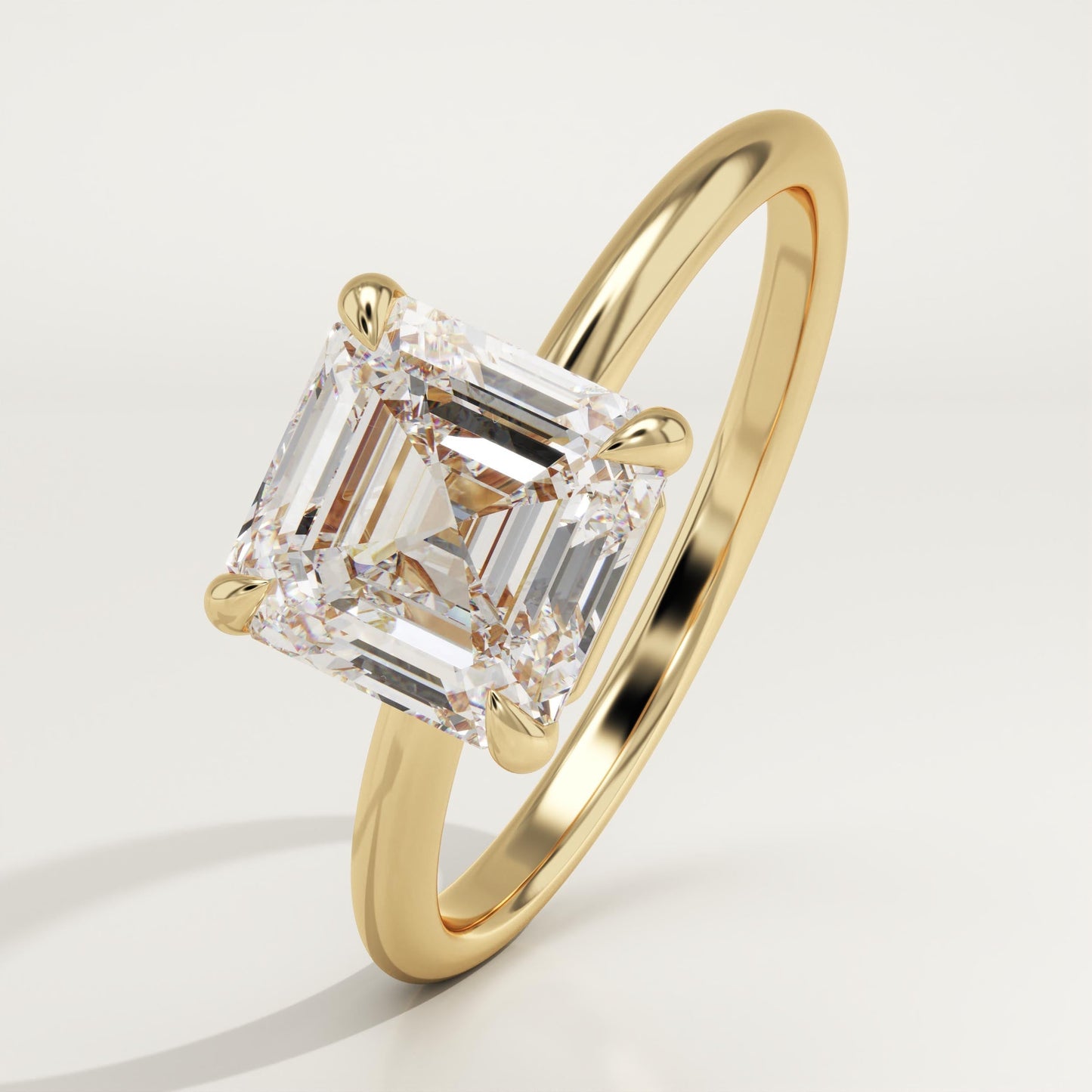 1.75 CT Asscher Cut Solitaire Moissanite Engagement Ring