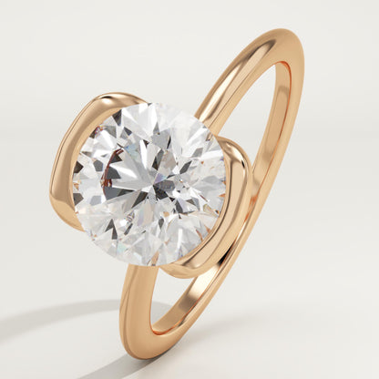 Round Cut Half Bezel Lab-Grown Diamond Engagement Ring