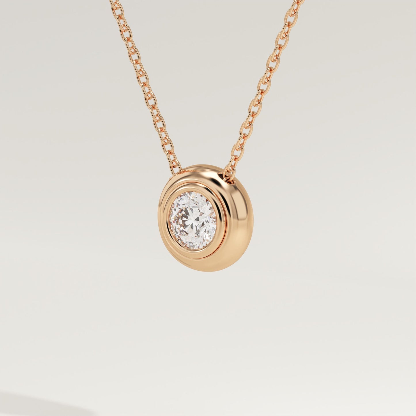 0.28 CT Round Lab-Grown Diamond Solitaire Bezel Necklace