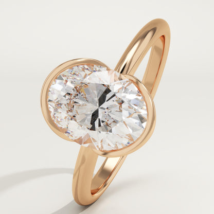 Oval Cut Half Bezel Lab-Grown Diamond Engagement Ring