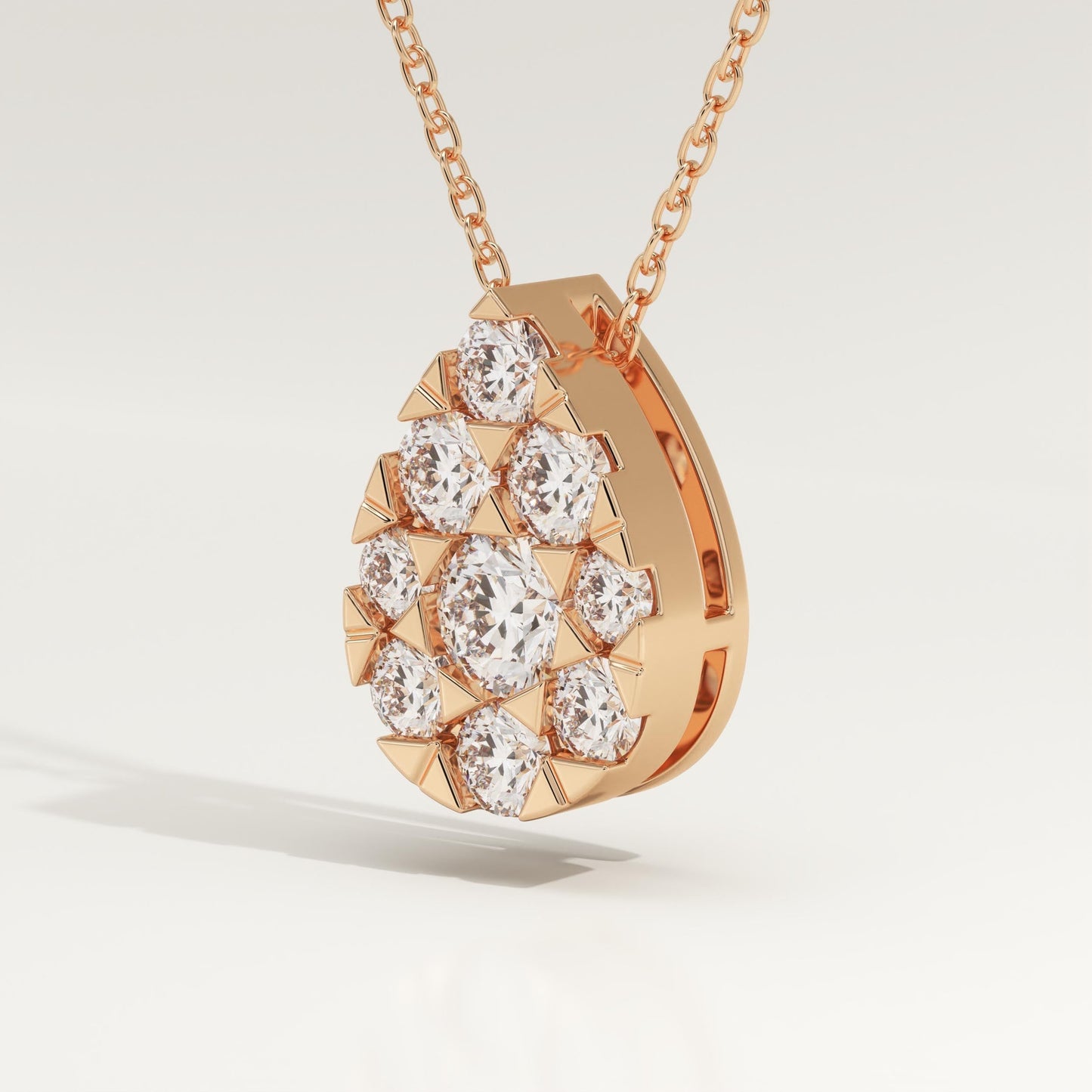 0.67 TCW Round Lab-Grown Diamond Pear Charm Necklace