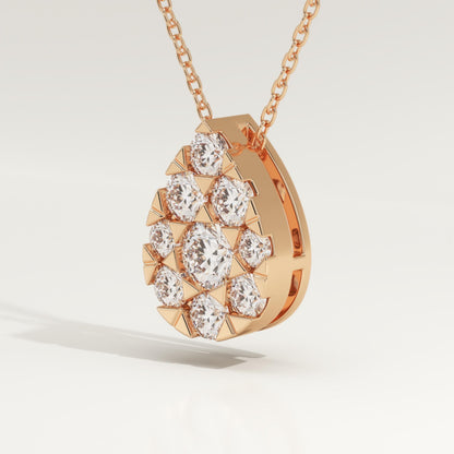 0.67 TCW Round Lab-Grown Diamond Pear Charm Necklace