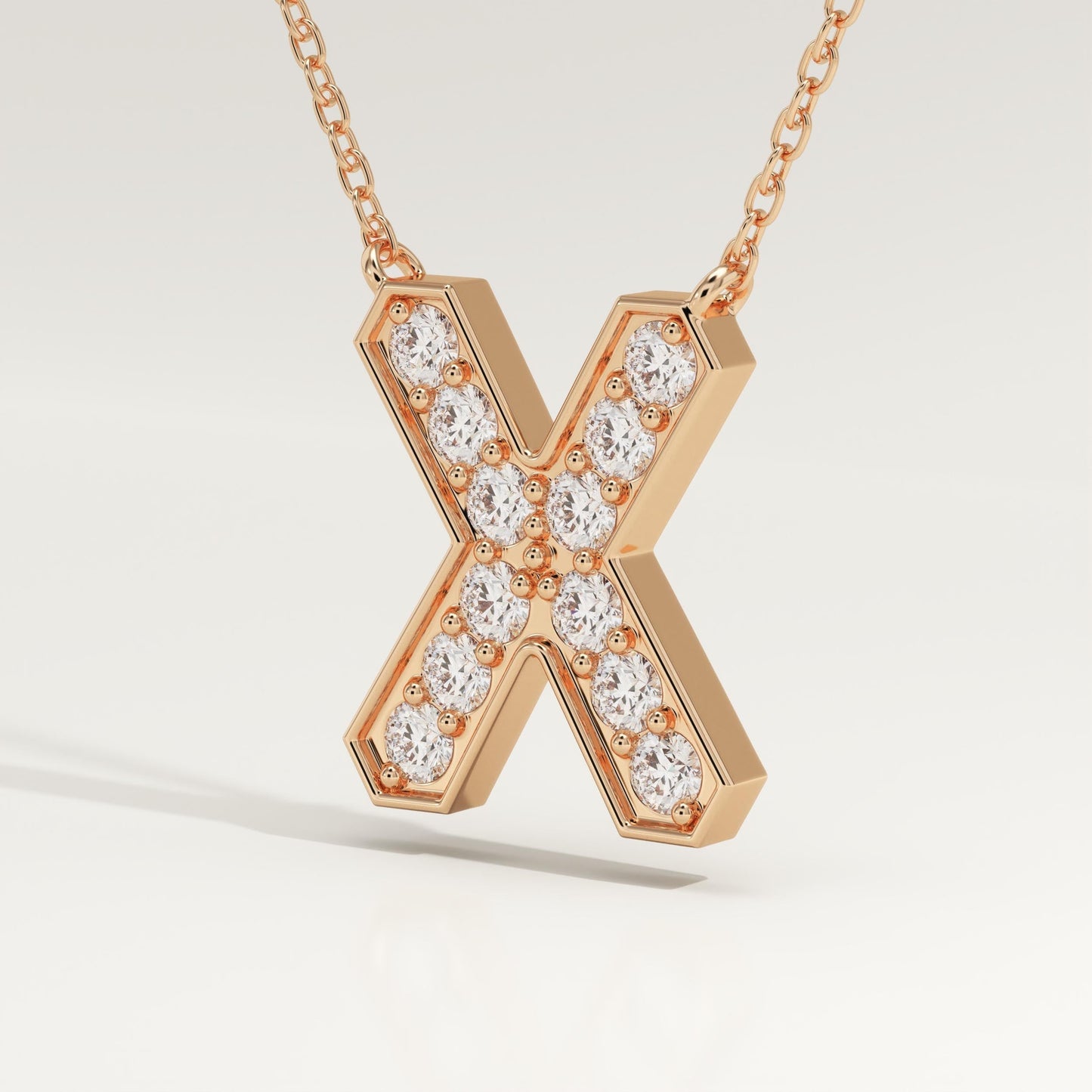 0.31 TCW Round Lab-Grown Diamond X Initial Necklace