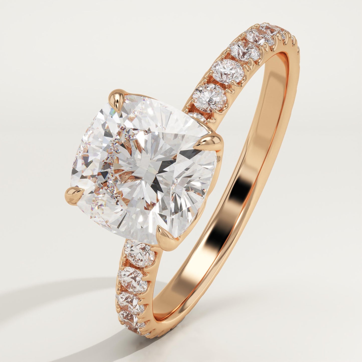 Cushion Cut Pave Lab-Grown Diamond Engagement Ring