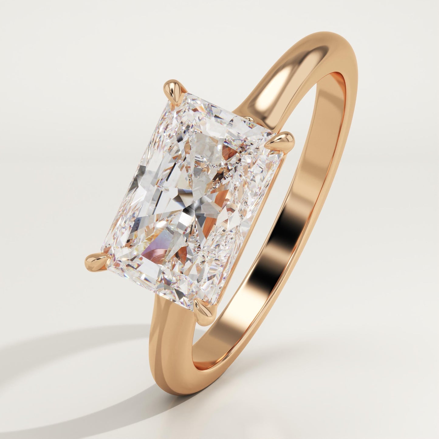 East West Radiant Cut Solitaire Lab-Grown Diamond Engagement Ring