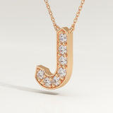 0.356 TCW Round Lab-Grown Diamond J Initial Necklace