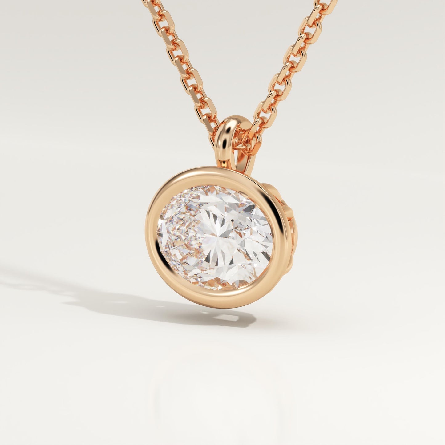 2 CT East West Oval Lab-Grown Diamond Solitaire & Bezel Necklace