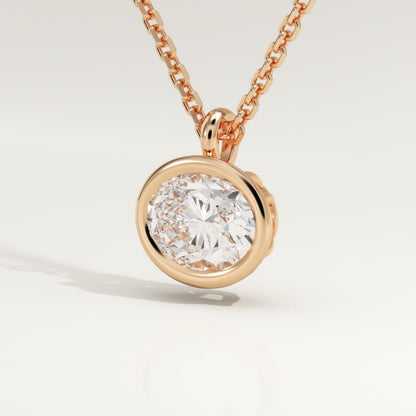 2 CT East West Oval Lab-Grown Diamond Solitaire & Bezel Necklace