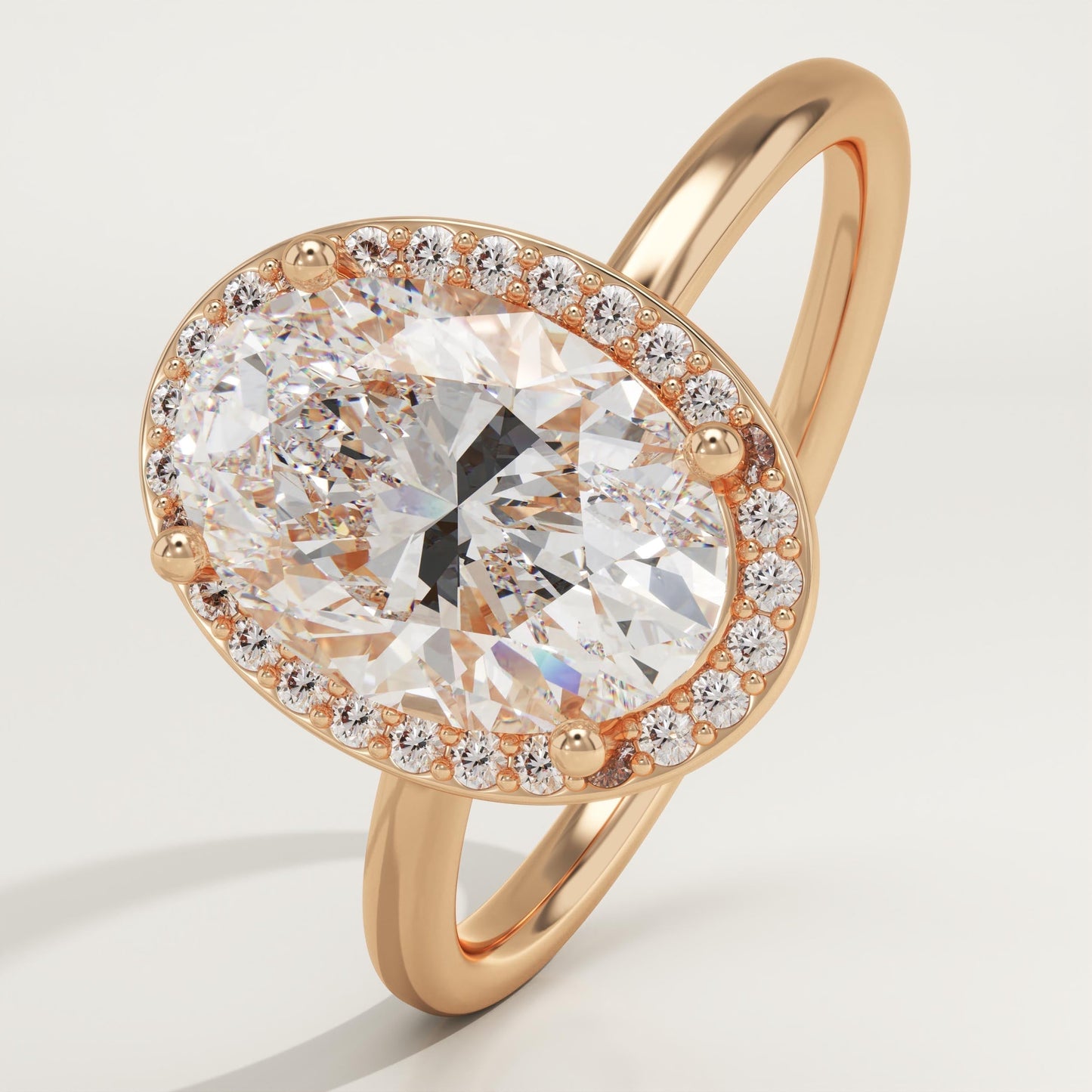 Oval Cut Halo Lab-Grown Diamond Engagement Ring