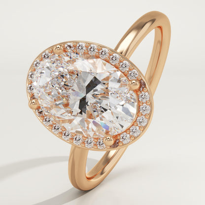 Oval Cut Halo Lab-Grown Diamond Engagement Ring