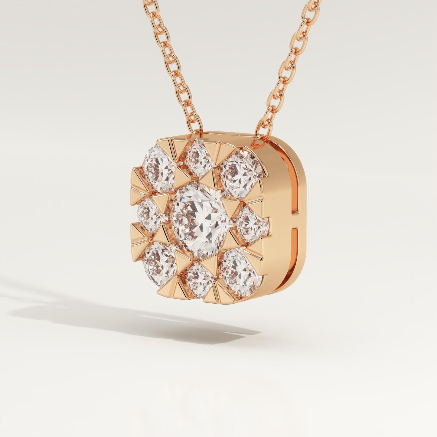 1.16 TCW Round Lab-Grown Diamond Cushion Charm Necklace