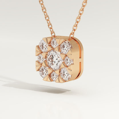 1.16 TCW Round Lab-Grown Diamond Cushion Charm Necklace