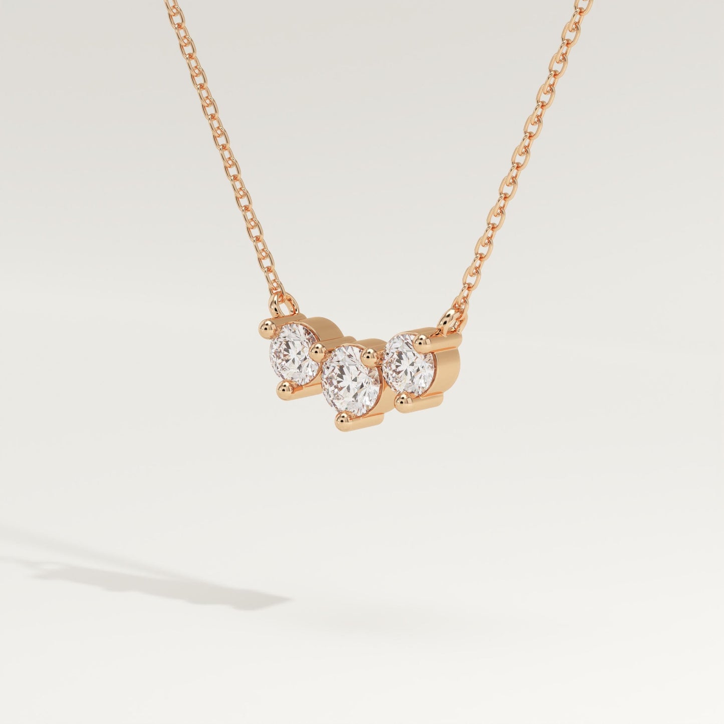 0.35 TCW Round Lab-Grown Diamond Three Stone Charm Necklace