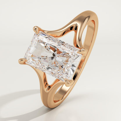 Radiant Cut Solitaire Split Shank Lab-Grown Diamond Engagement Ring