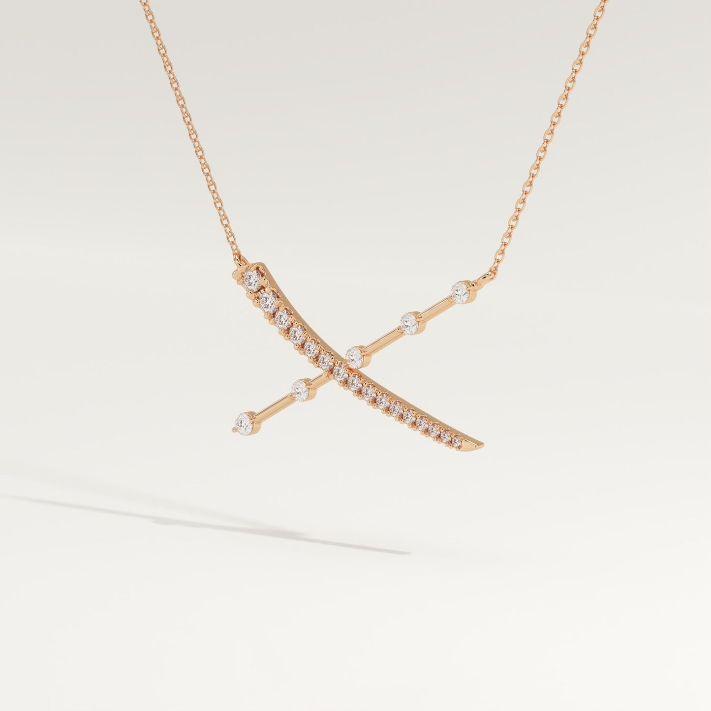 0.34 TCW Round Lab-Grown Diamond X Initial Necklace